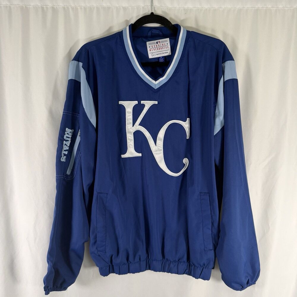 Kansas City Royals Windbreaker Men's Medium Blue Vneck Pullover GIII Carl Banks
